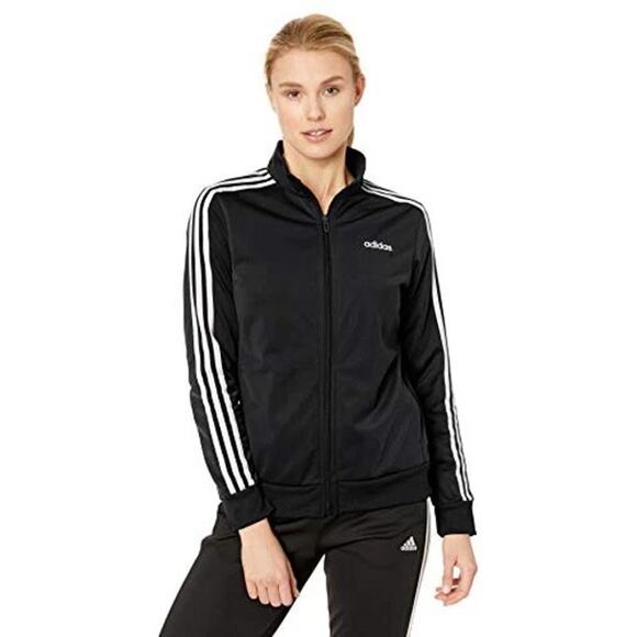 Adidas Black White 3 Stripe Full Zip Up Sweatshirt Women's Size Medium - Picture 1 of 7